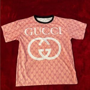 Gucci Kids Pink Logo Short Sleeve Tee